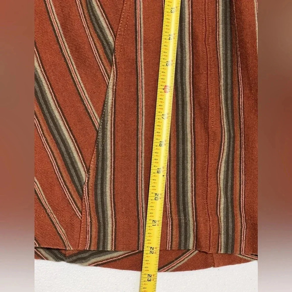 Free People New Romantics 3/4 Sleeve Burnt Orange Striped Dress Scoop Back Sz Sm - Picture 6 of 7